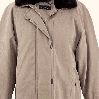 Jacques Vert Faux Suede Mid-Length Coat - Size Small