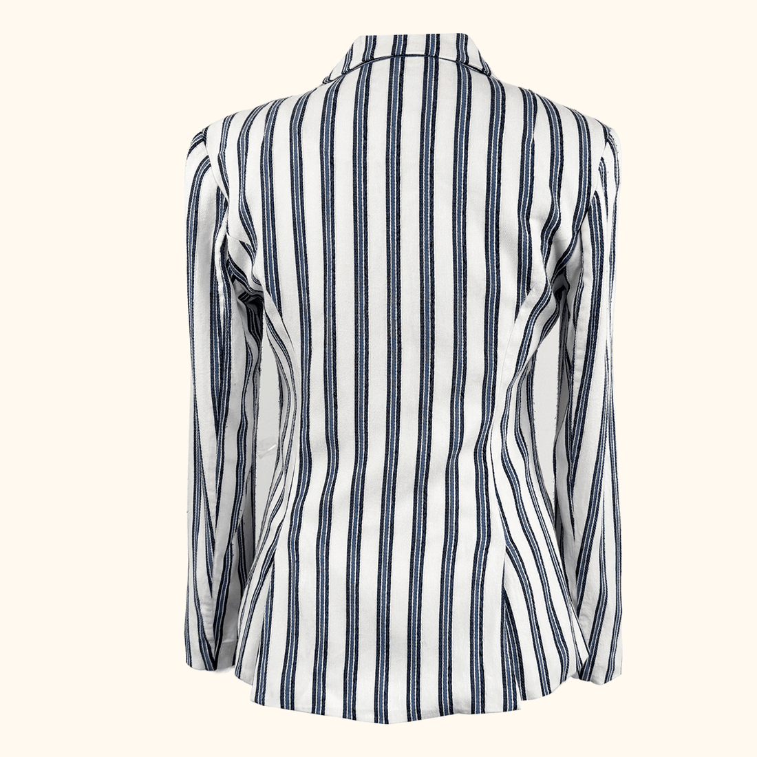 Guess Blue Striped Cotton Blend Blazer - Size 6