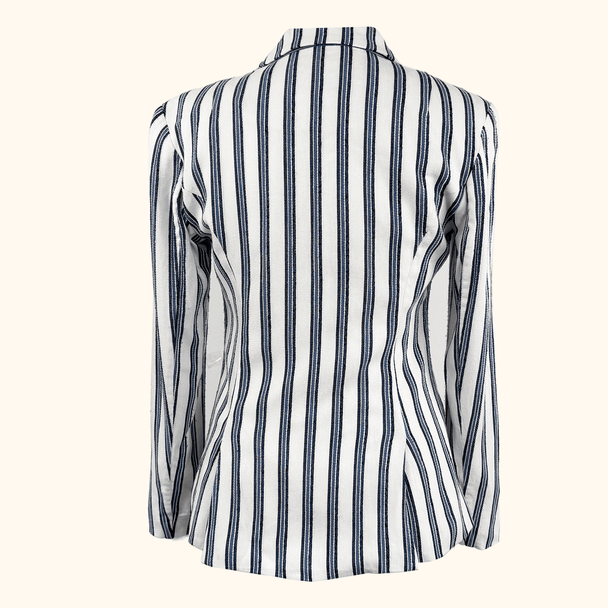 Guess Blue Striped Cotton Blend Blazer - Size 6