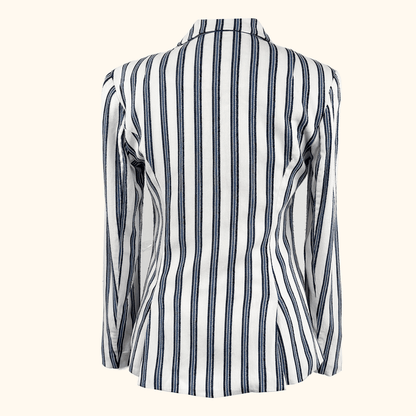 Guess Blue Striped Cotton Blend Blazer - Size 6