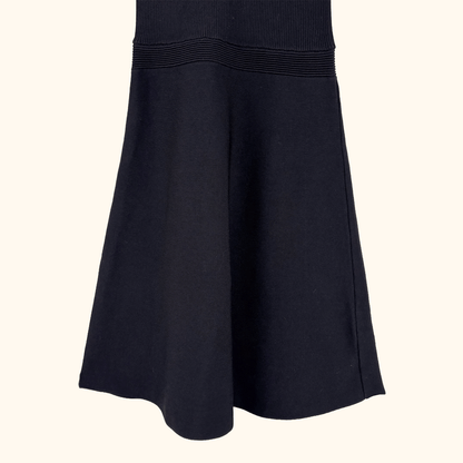 Morgan Black Ribbed Skater Dress - Size Small
