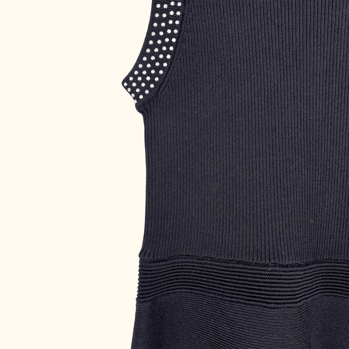 Morgan Black Ribbed Skater Dress - Size Small