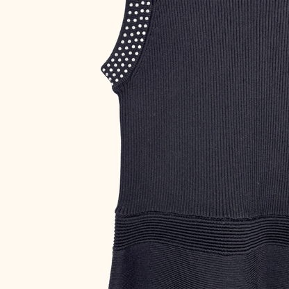 Morgan Black Ribbed Skater Dress - Size Small
