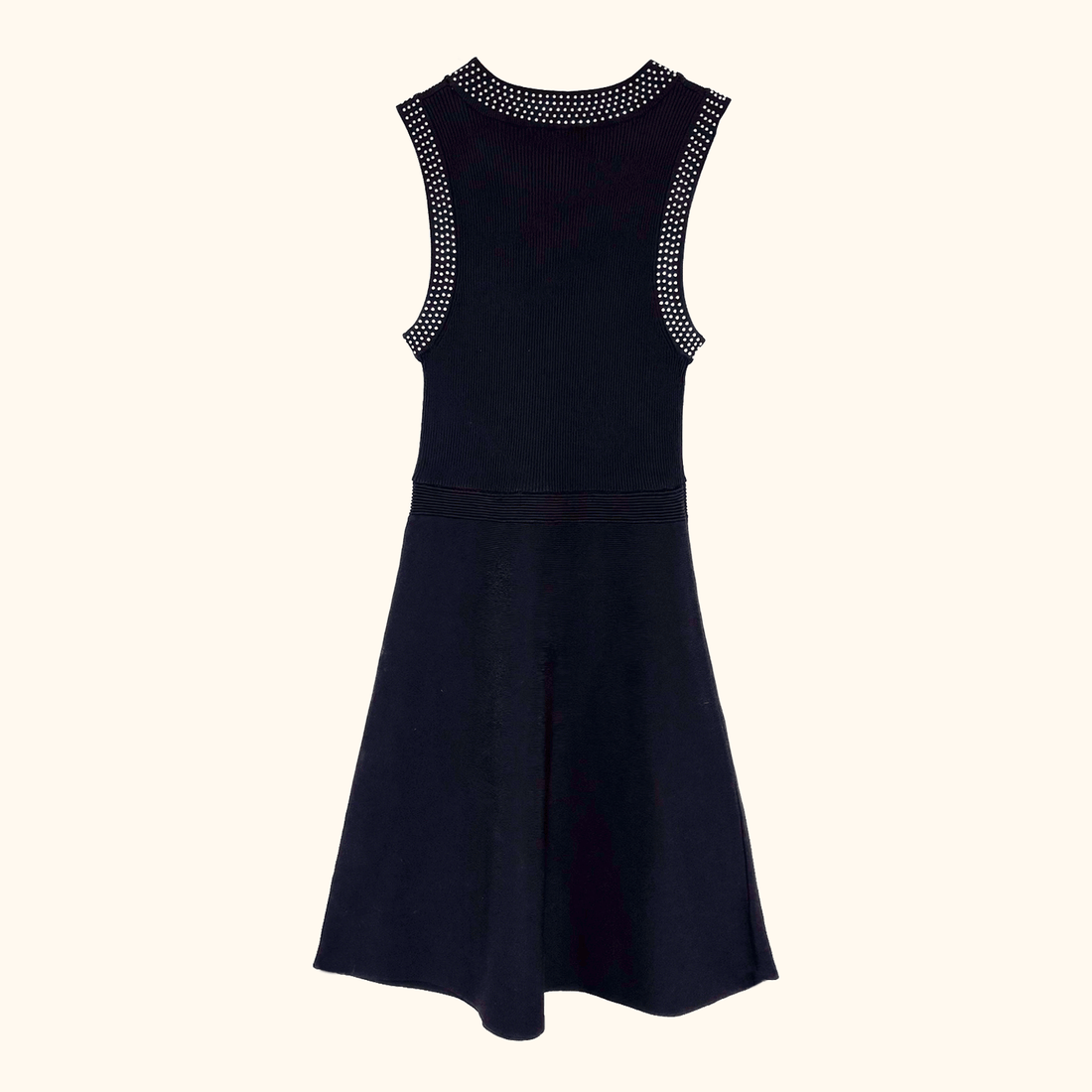 Morgan Black Ribbed Skater Dress - Size Small