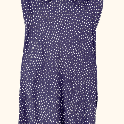 Rixo Sandrine Navy Polka Dot Midi Dress - Size 12