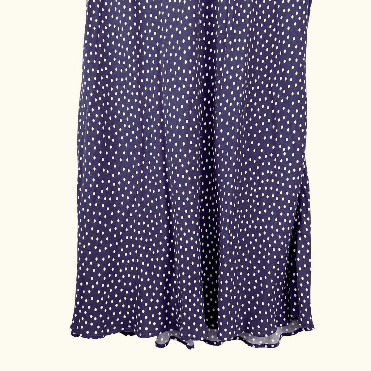 Rixo Sandrine Navy Polka Dot Midi Dress - Size 12