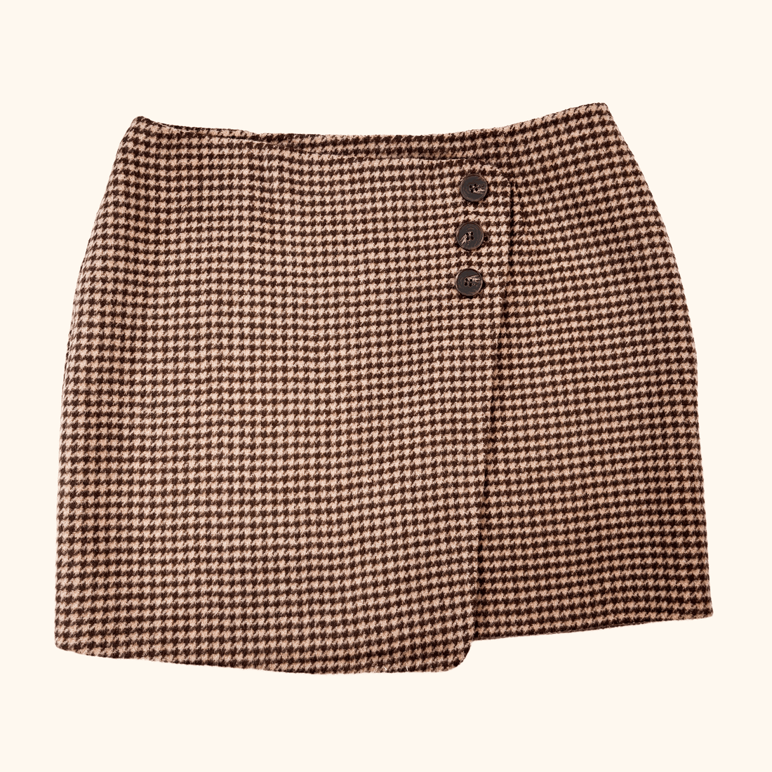 Sezane Peter Houndstooth Brown Wool Skirt - Size 12