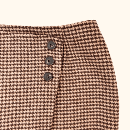Sezane Peter Houndstooth Brown Wool Skirt - Size 12