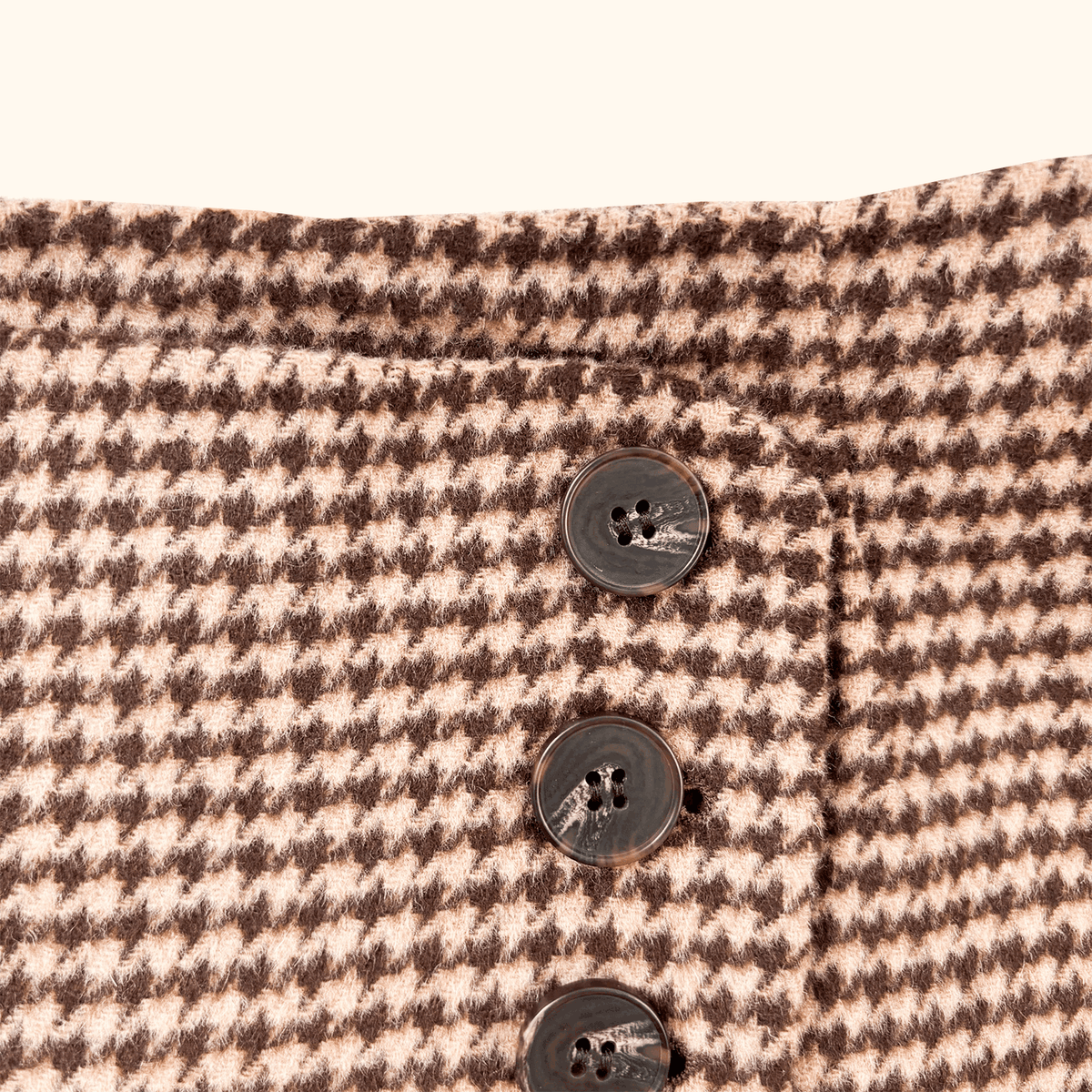 Sezane Peter Houndstooth Brown Wool Skirt - Size 12