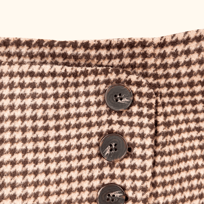 Sezane Peter Houndstooth Brown Wool Skirt - Size 12