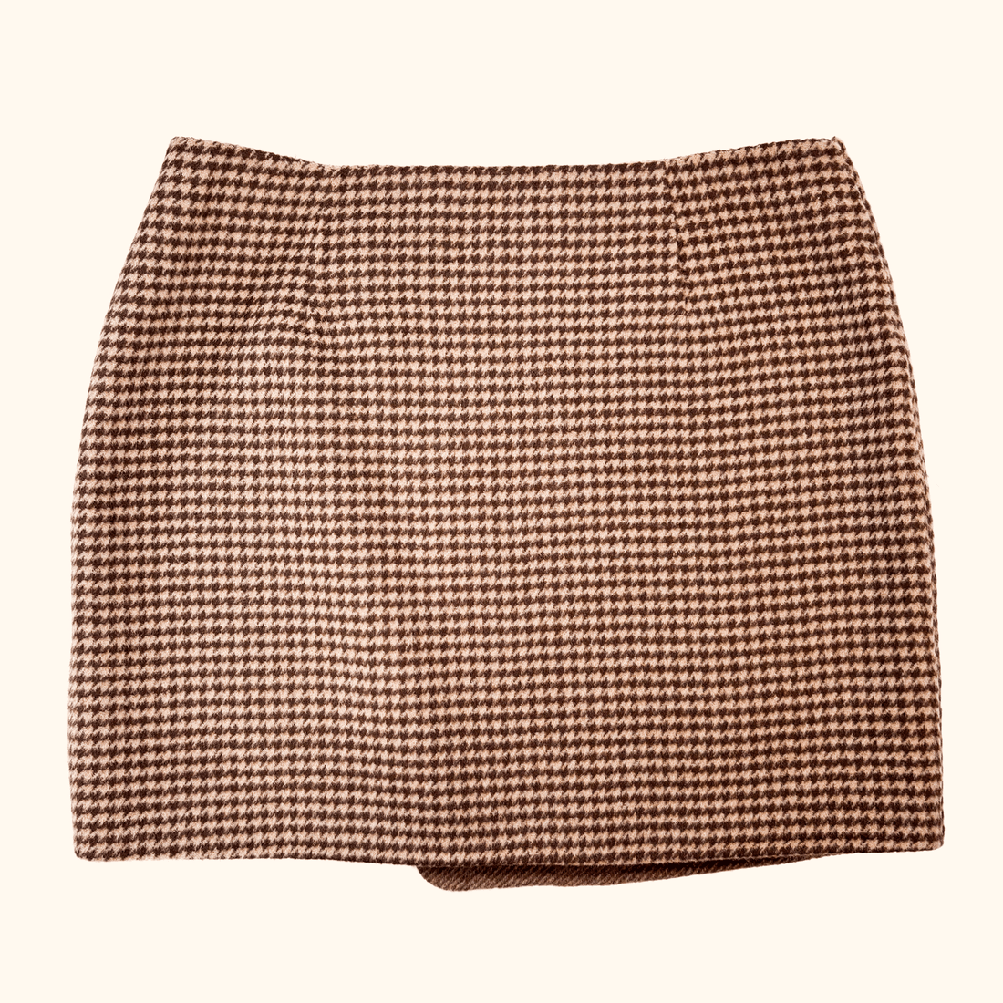 Sezane Peter Houndstooth Brown Wool Skirt - Size 12
