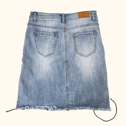 Redial Lace Up Denim Mini Skirt - Size 8
