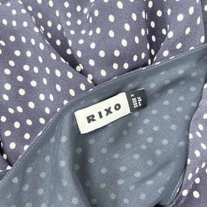 Rixo Sandrine Navy Polka Dot Midi Dress - Size 12