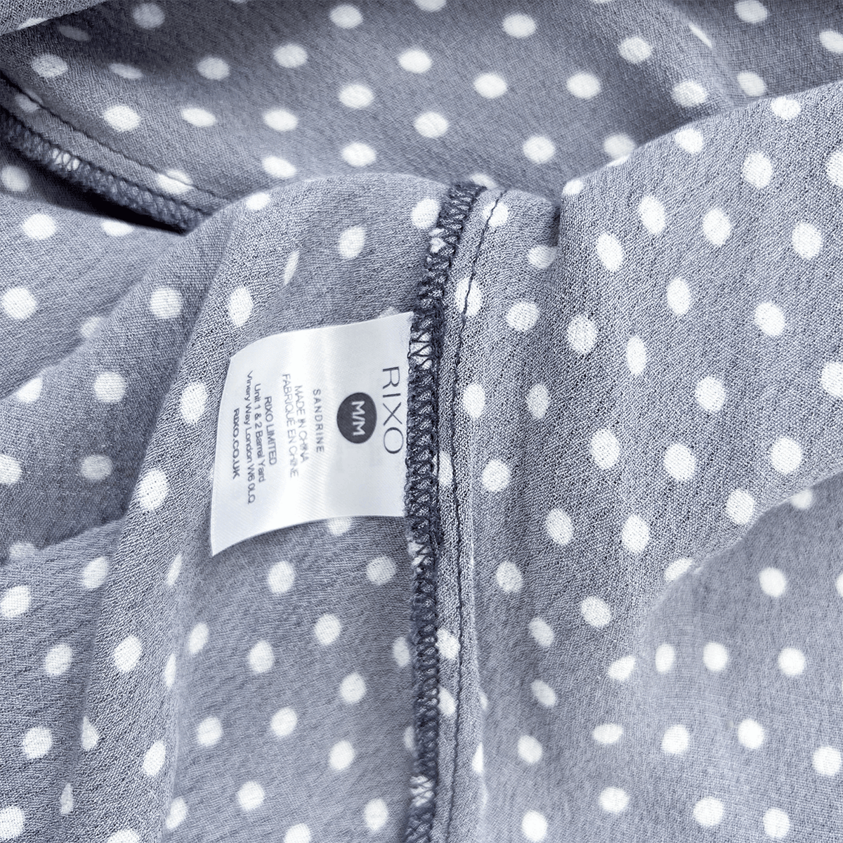 Rixo Sandrine Navy Polka Dot Midi Dress - Size 12