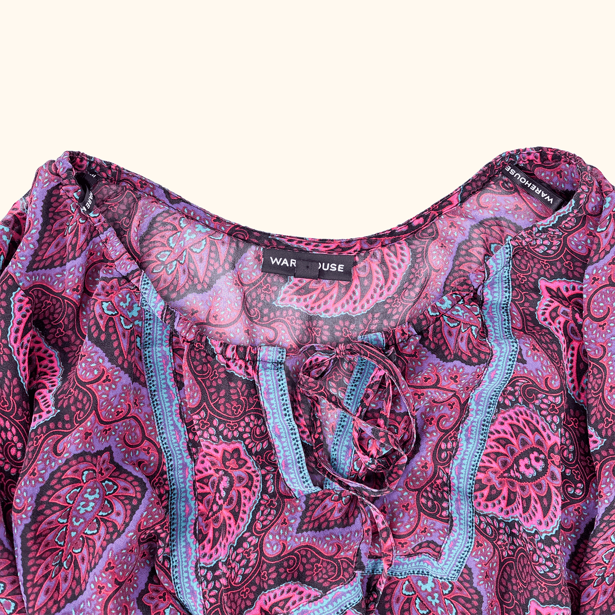 Warehouse Paisley Silk Blouse - Size 10