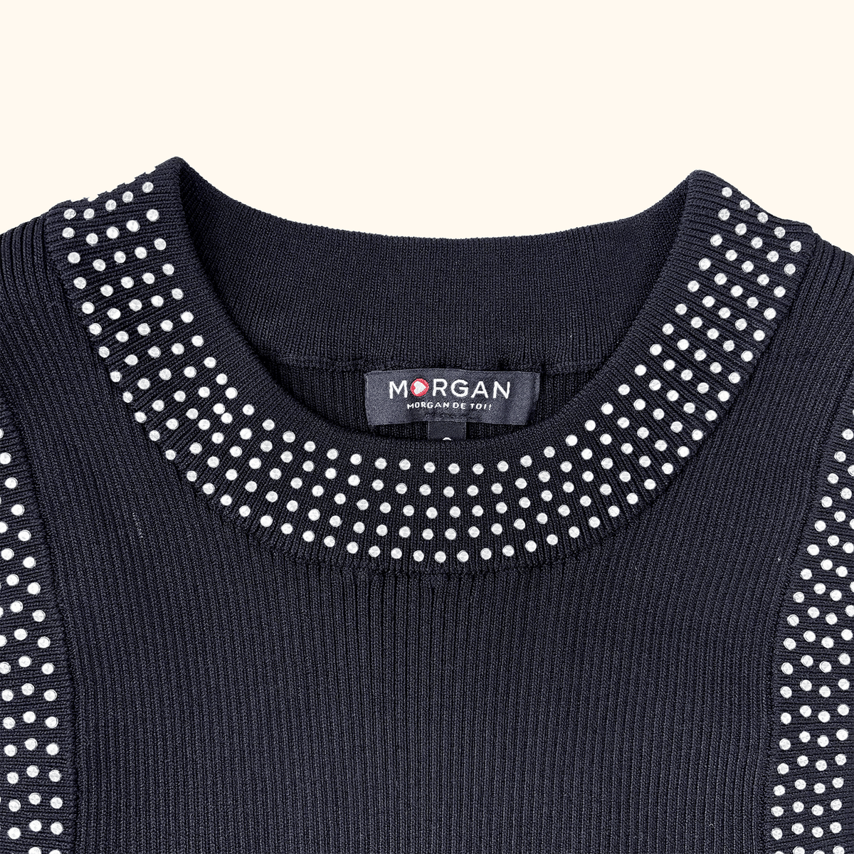 Morgan Black Ribbed Skater Dress - Size Small