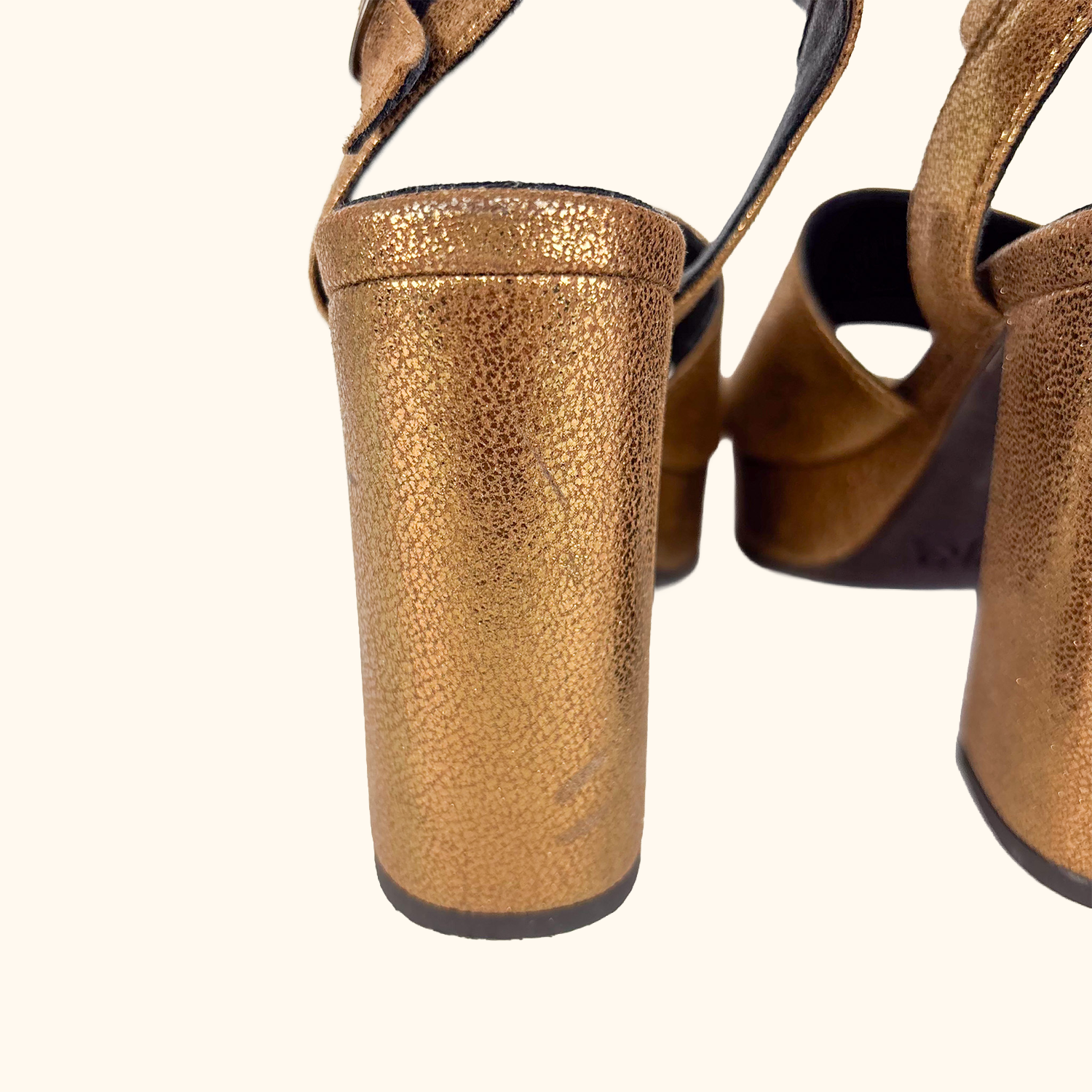 Esska Vegan Leather Metallic Block Heel - Size 4