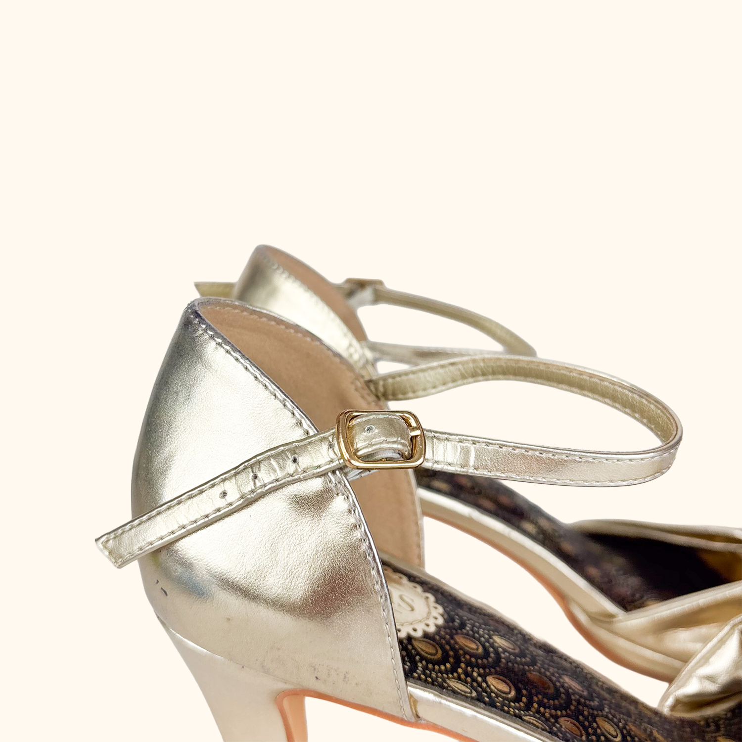 Joe Browns Gold PU Peep Toe Heels - Size 8