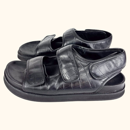 Arket Black Chunky Flatbed Sandals - Size 7