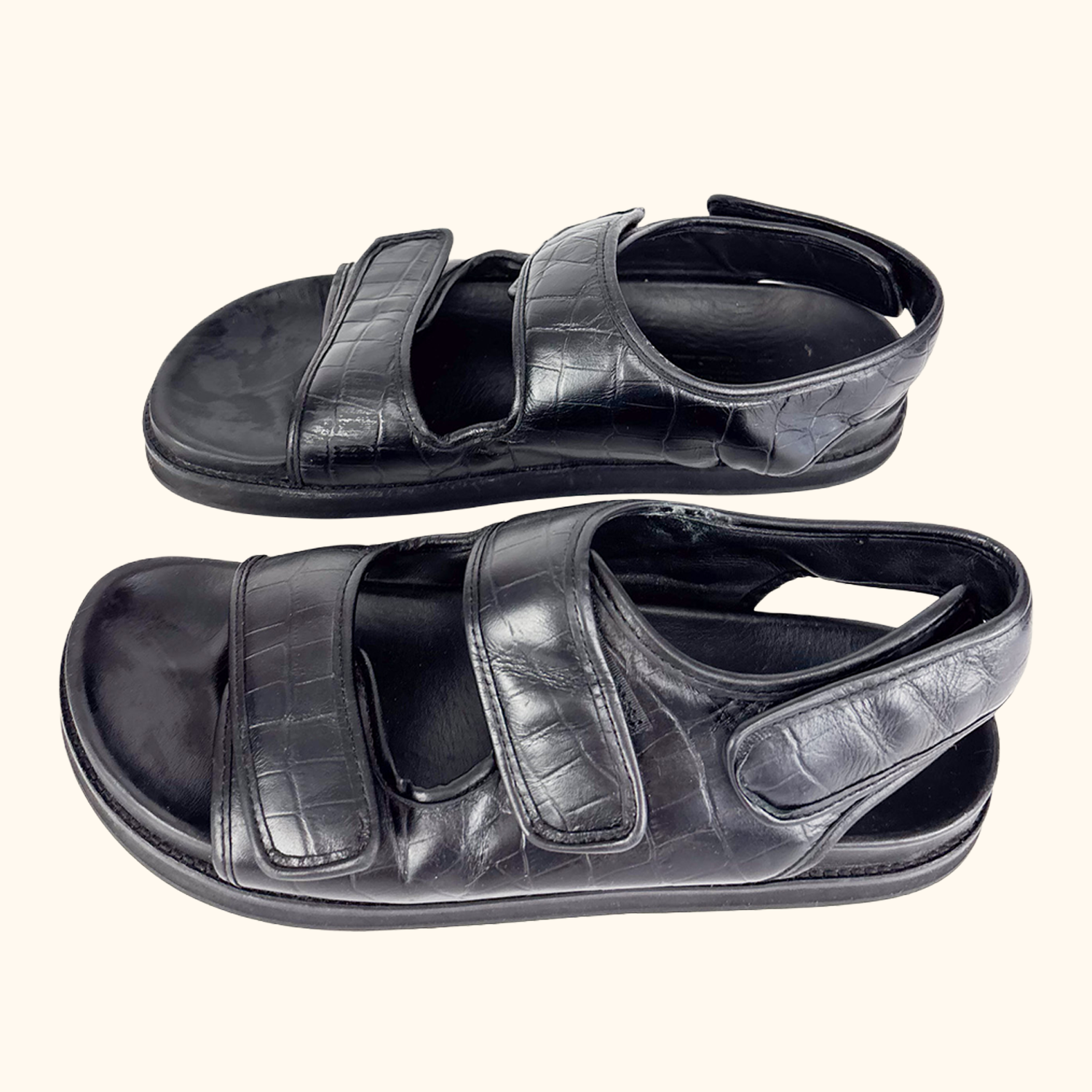 Arket Black Chunky Flatbed Sandals - Size 7