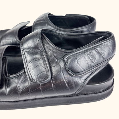 Arket Black Chunky Flatbed Sandals - Size 7