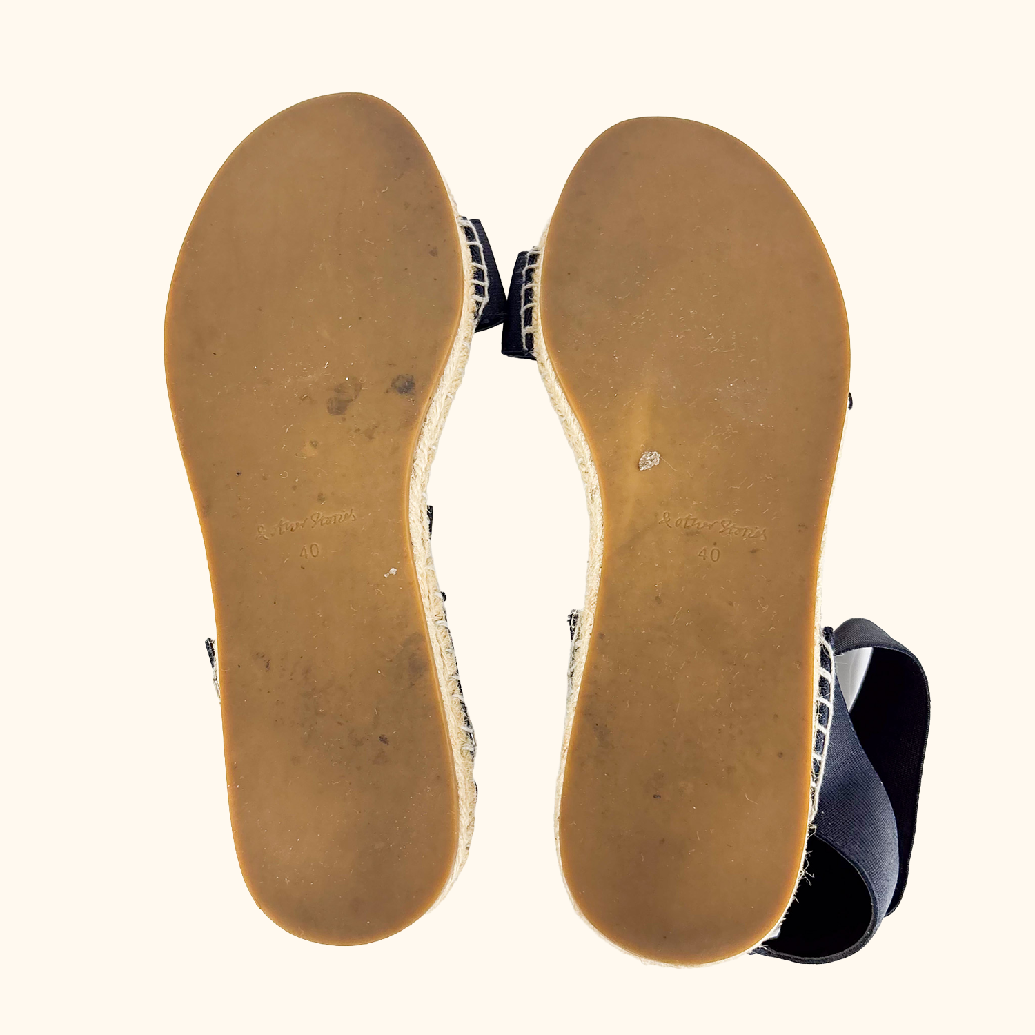 &amp; Other Stories Black Flat Espadrilles Sandals - Size 7