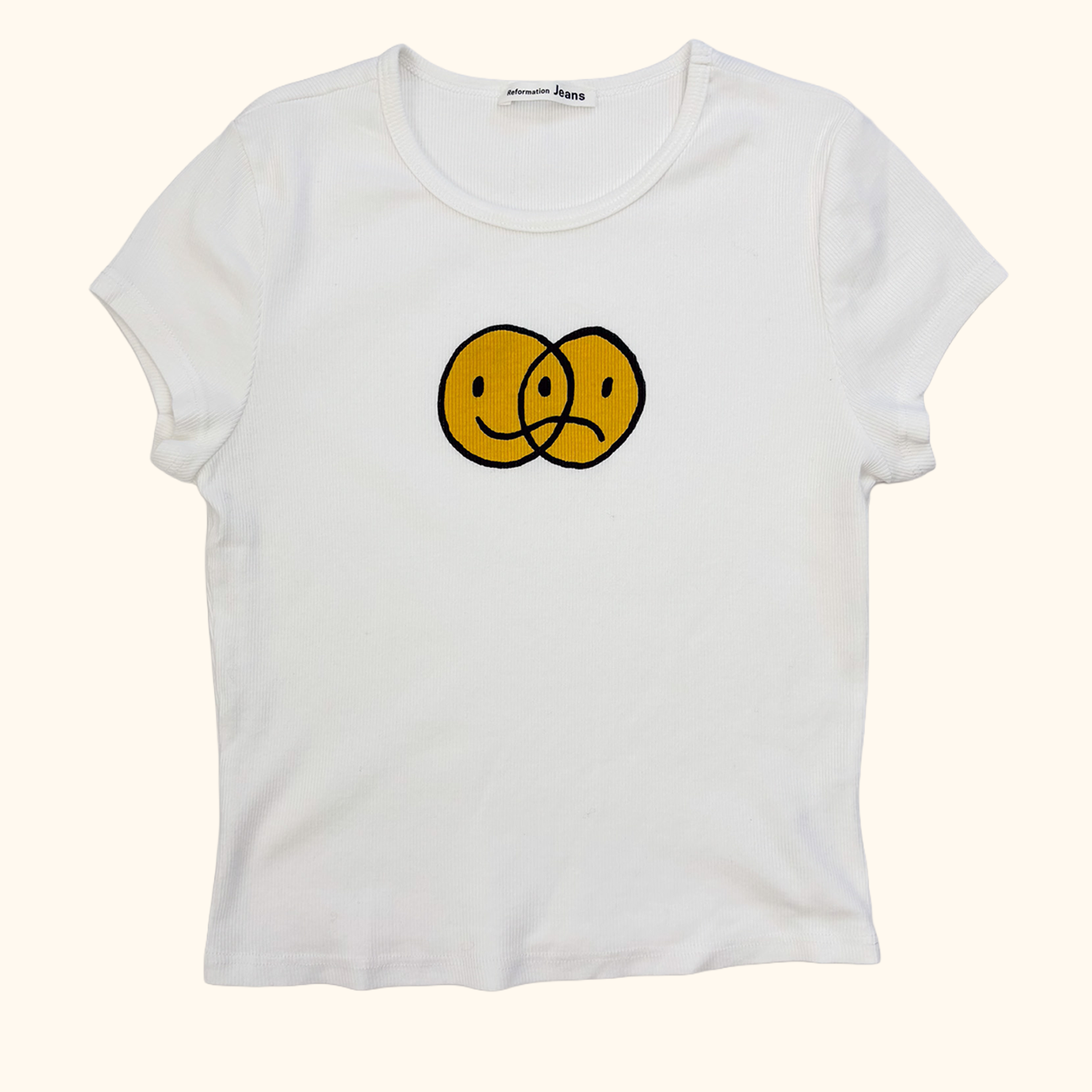 Reformation Mixed Emotions White Baby Tee - Size Medium