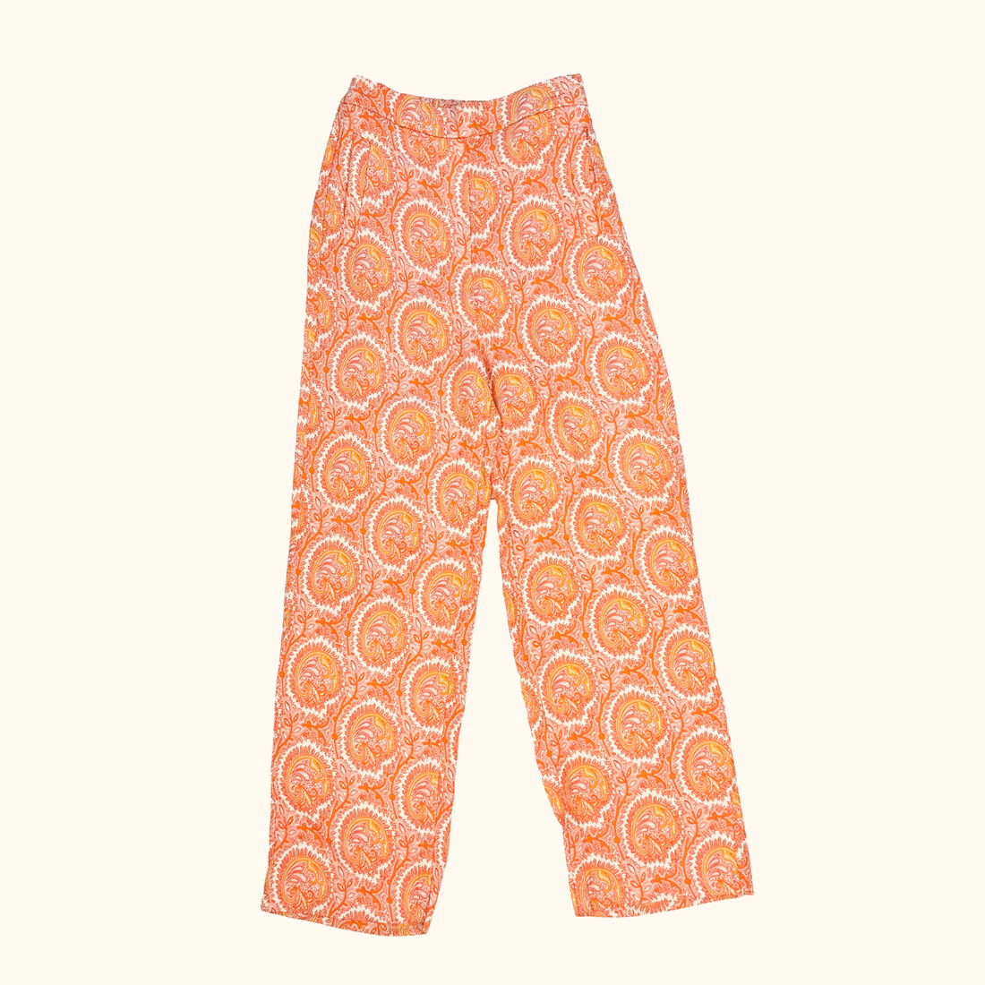 &amp; Other Stories Orange Paisley Wide Leg Trousers - Size 6