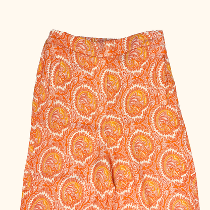 &amp; Other Stories Orange Paisley Wide Leg Trousers - Size 6