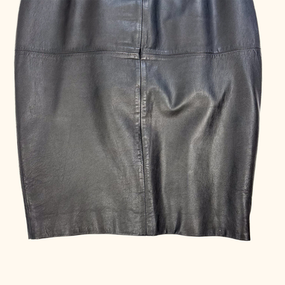 Whistles Black Leather Pencil Skirt - Size 6