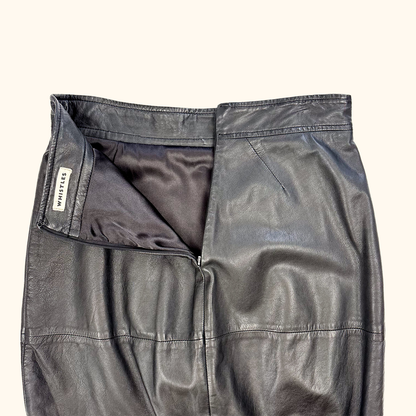 Whistles Black Leather Pencil Skirt - Size 6