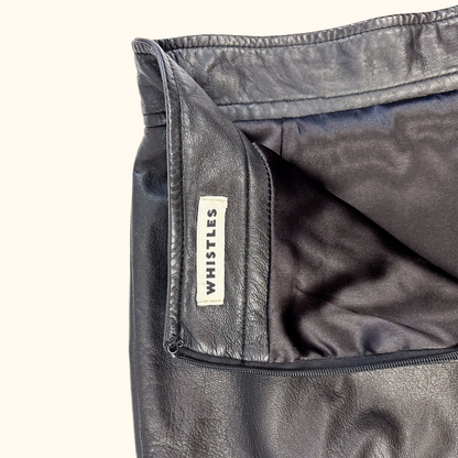 Whistles Black Leather Pencil Skirt - Size 6