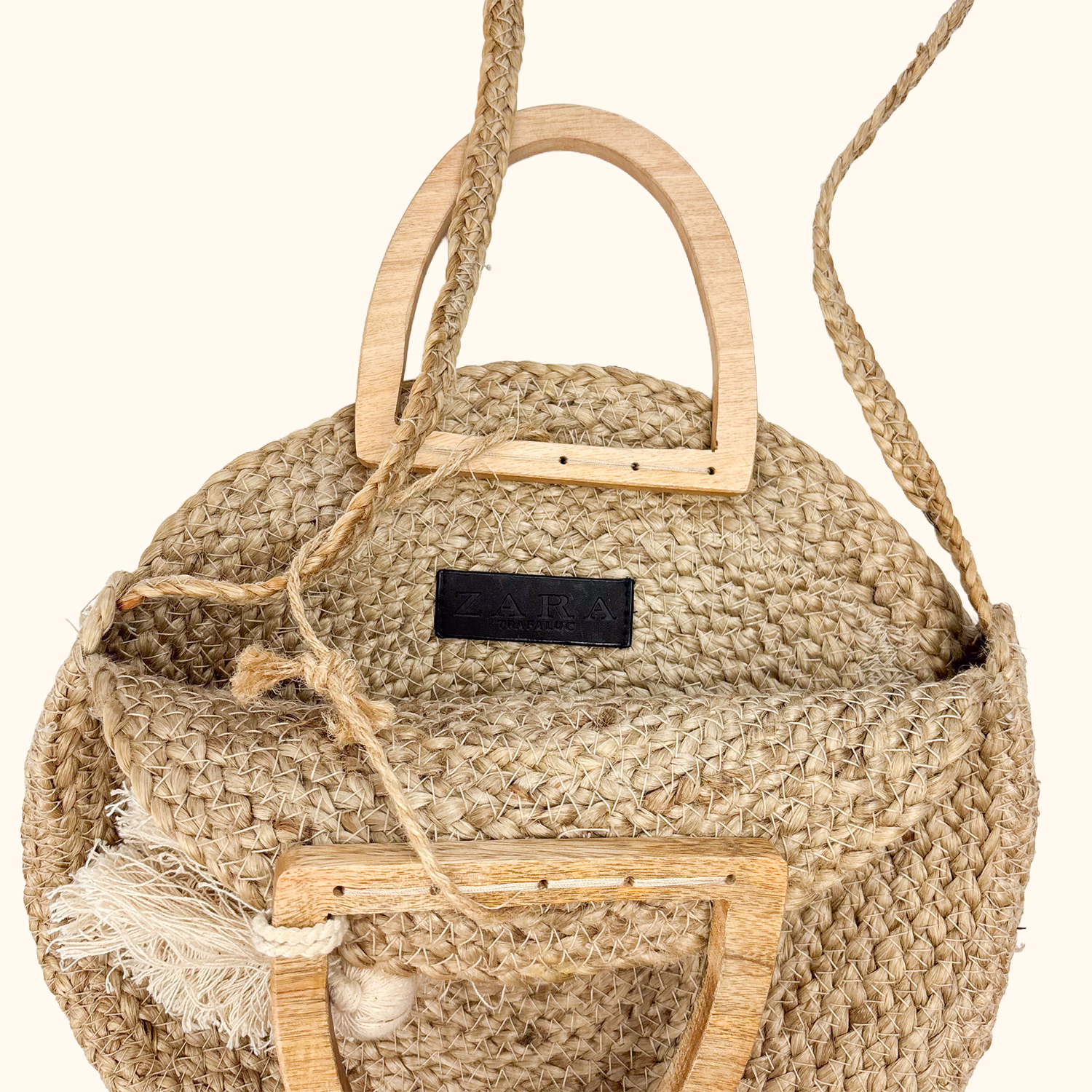 Zara Round Jute Crossbody Bag