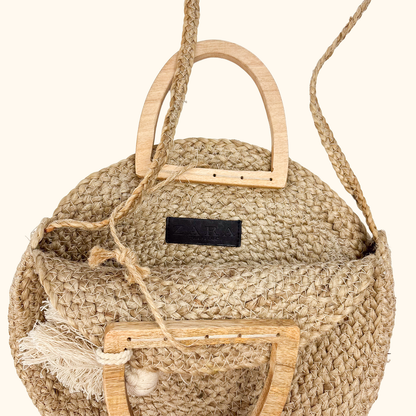 Zara Round Jute Crossbody Bag