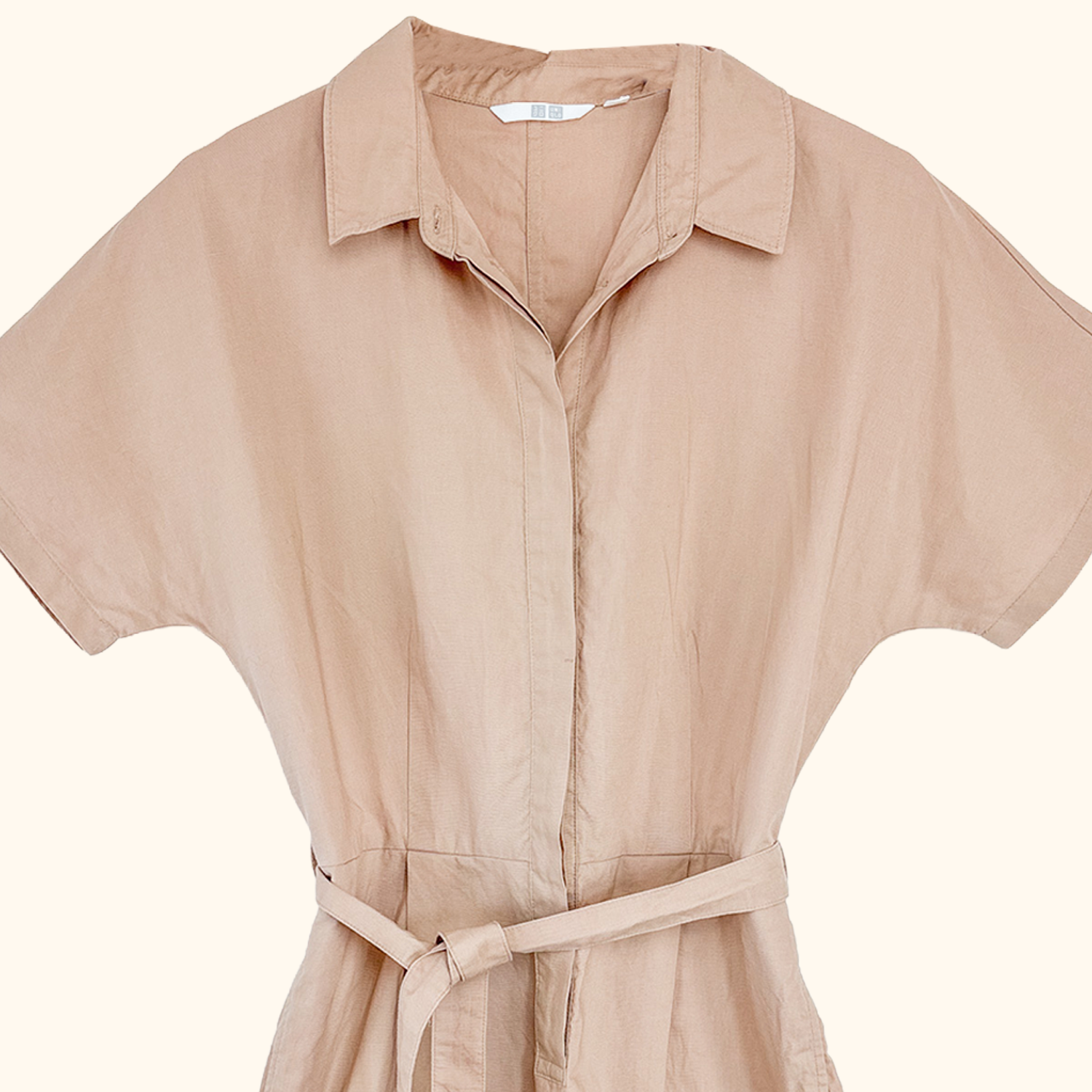 Uniqlo Beige Linen Blend Playsuit - Size Small