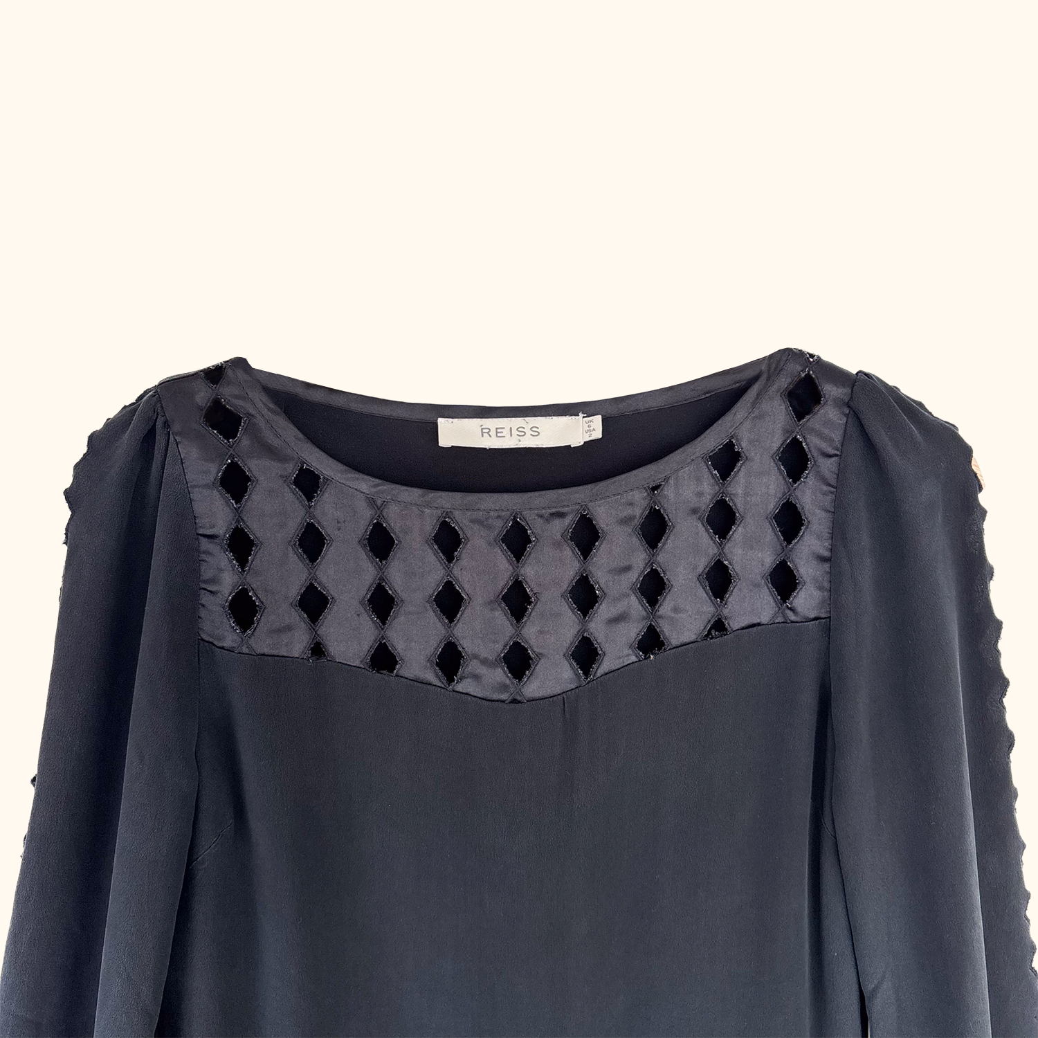 Reiss Black Silk Long Sleeve Dress - Size 6