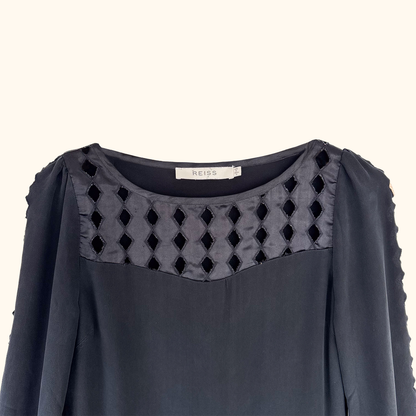 Reiss Black Silk Long Sleeve Dress - Size 6