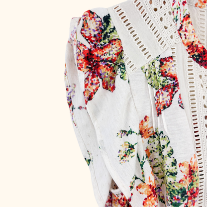 Anthropologie Maeve Floral Ruffle Blouse - Size Small