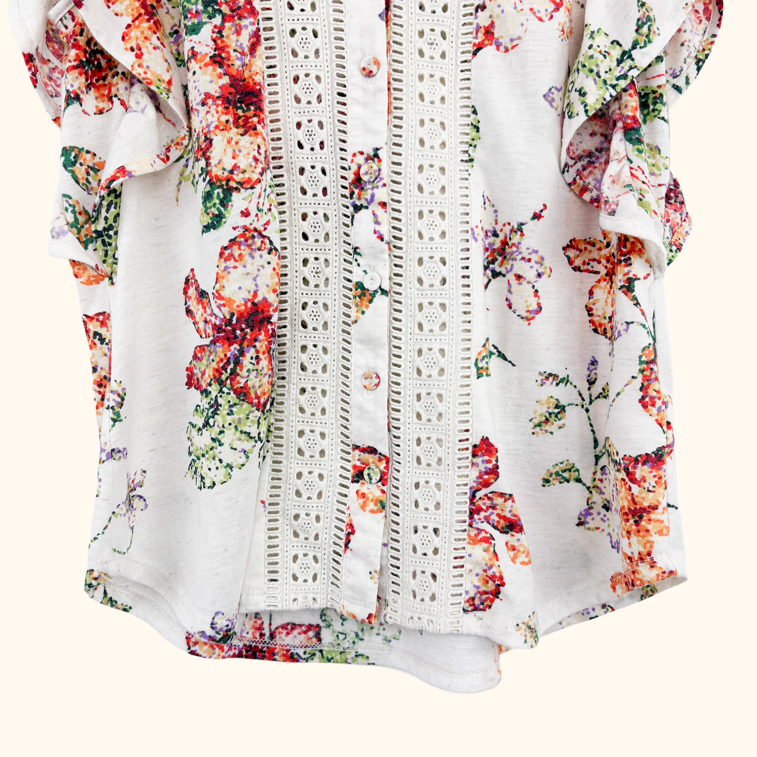Anthropologie Maeve Floral Ruffle Blouse - Size Small