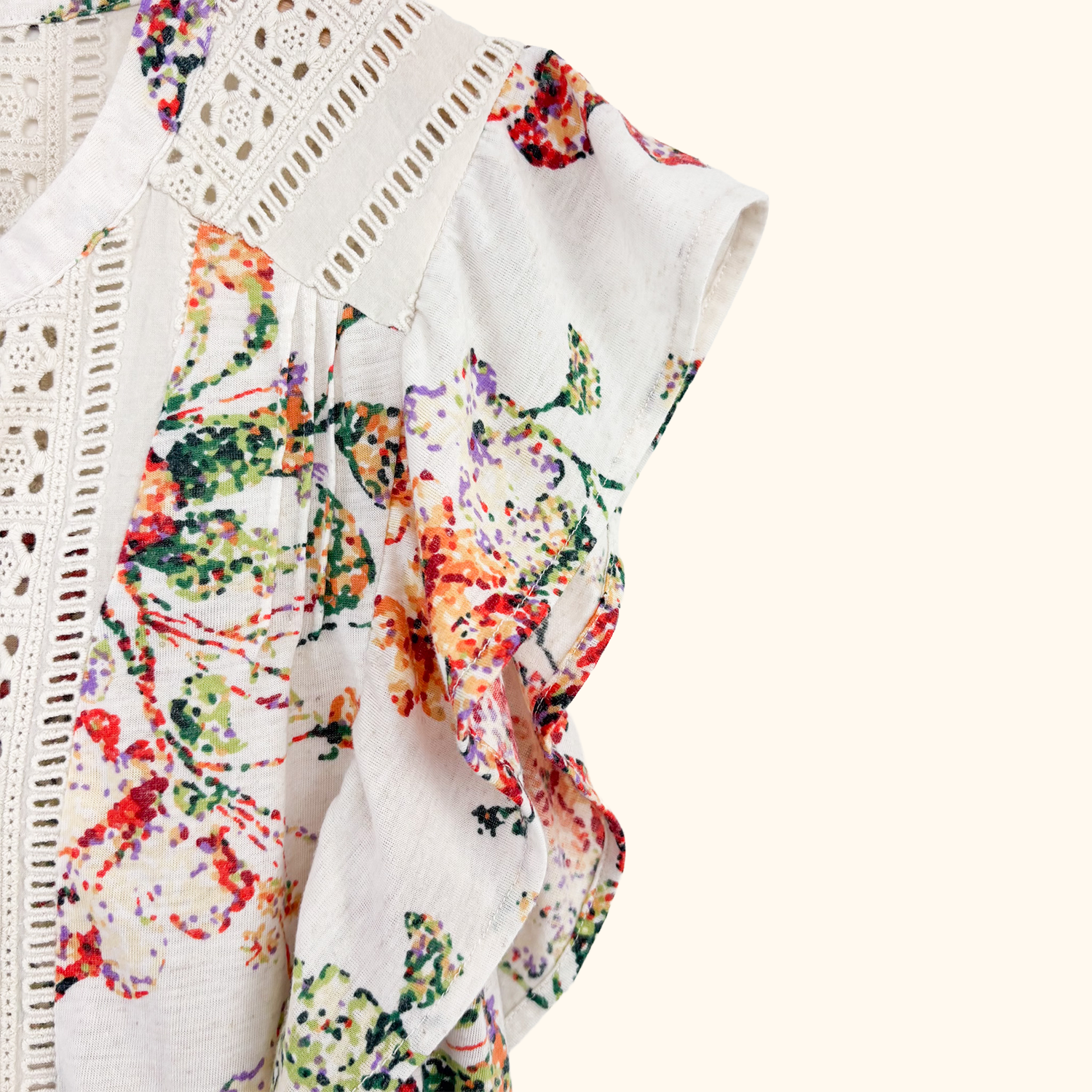Anthropologie Maeve Floral Ruffle Blouse - Size Small