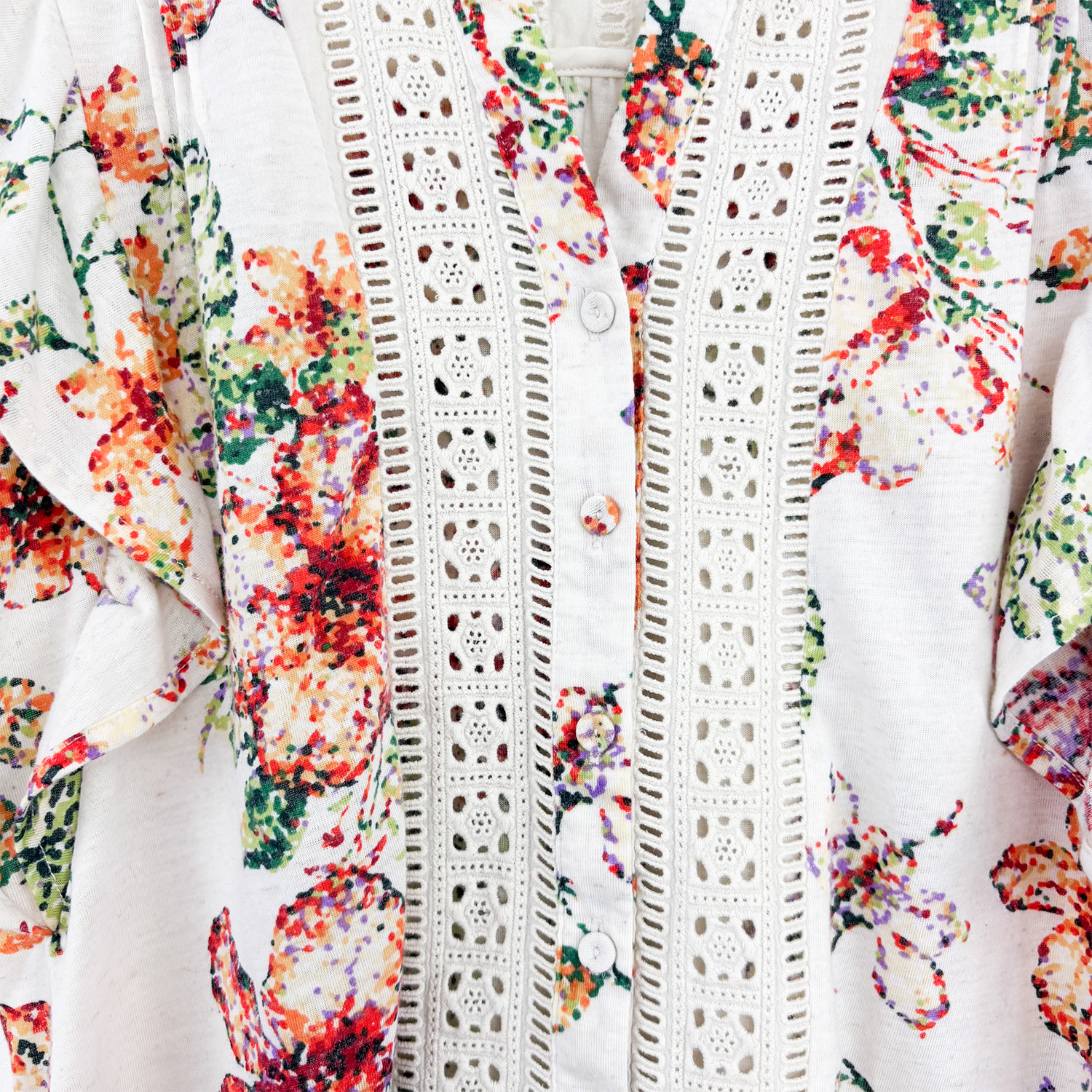 Anthropologie Maeve Floral Ruffle Blouse - Size Small