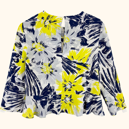 Whistles Abstract Floral Silk Blouse - Size 8