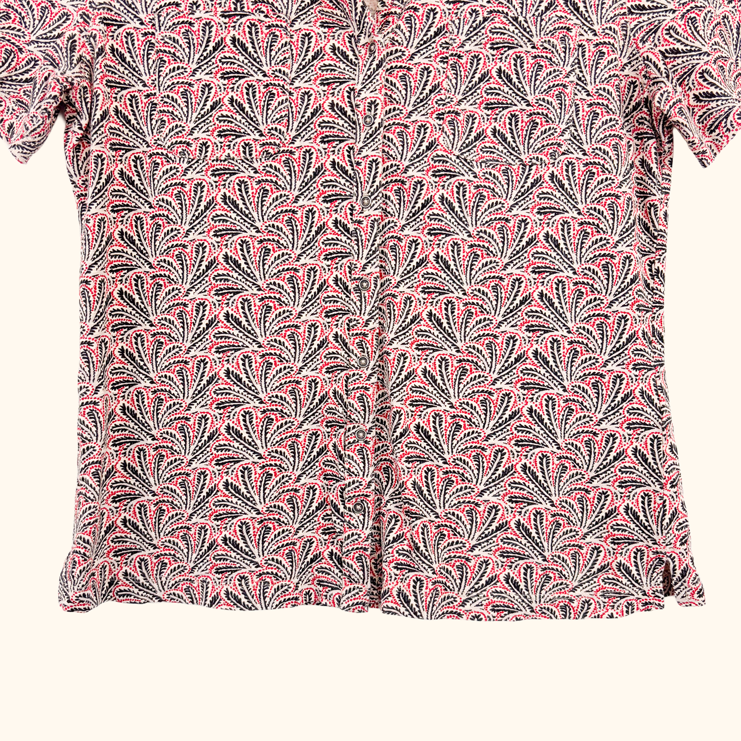 White Stuff Leaf Print Short Sleeve Shirt - Size 12