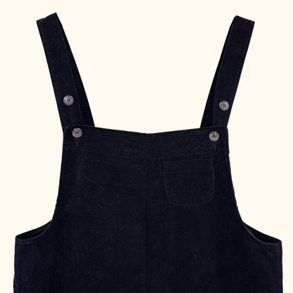 Olive Black Corduroy Cropped Dungarees - Size S/M