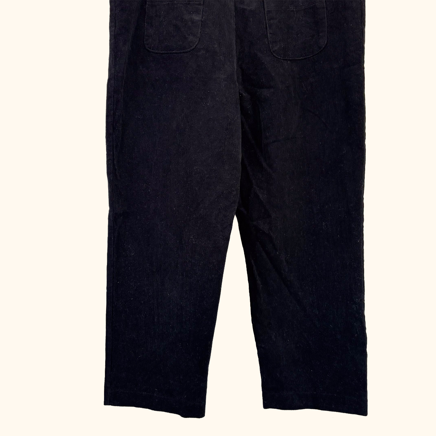 Olive Black Corduroy Cropped Dungarees - Size S/M