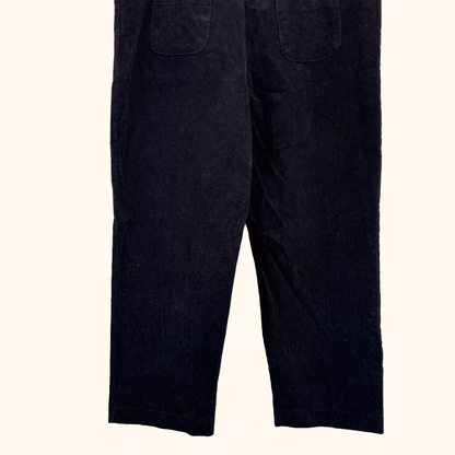 Olive Black Corduroy Cropped Dungarees - Size S/M