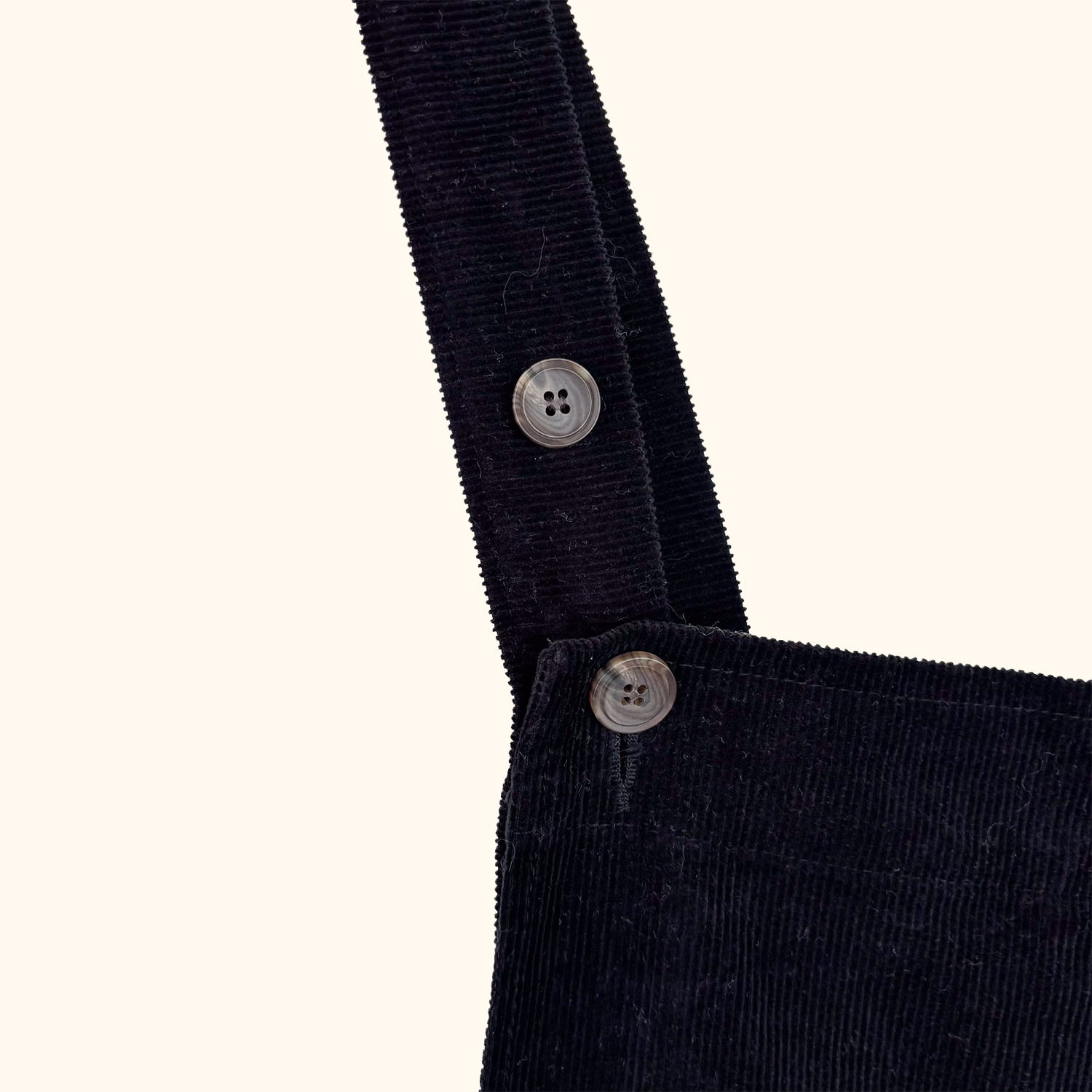 Olive Black Corduroy Cropped Dungarees - Size S/M