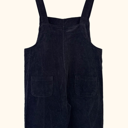 Olive Black Corduroy Cropped Dungarees - Size S/M