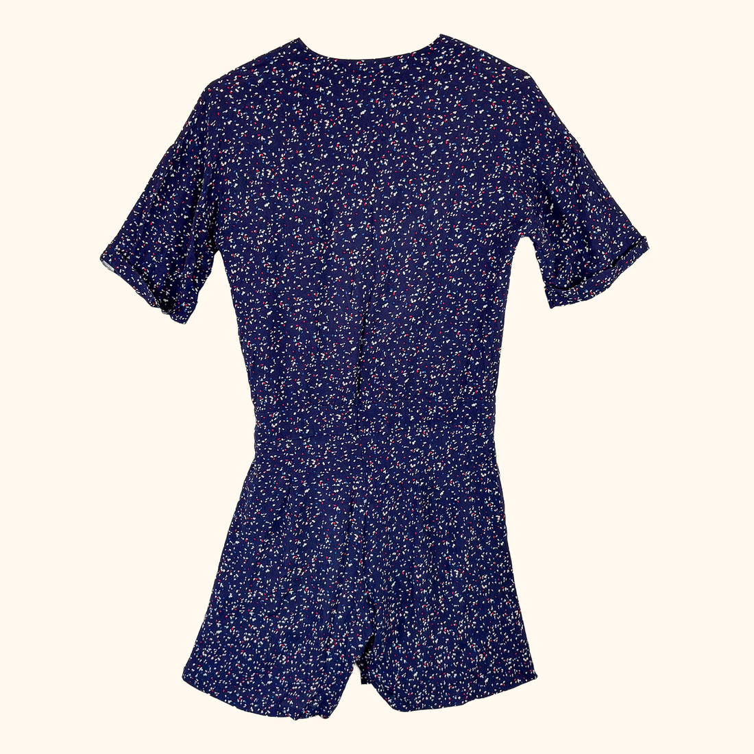Comptoir des Cotonniers Navy Short Sleeve Playsuit - Size Small
