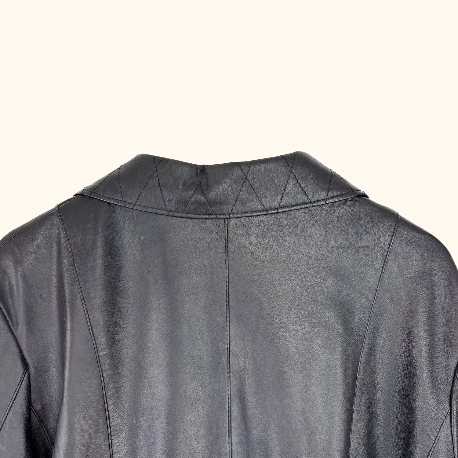 Woodland Leather Black Quilted Jacket - Size 20